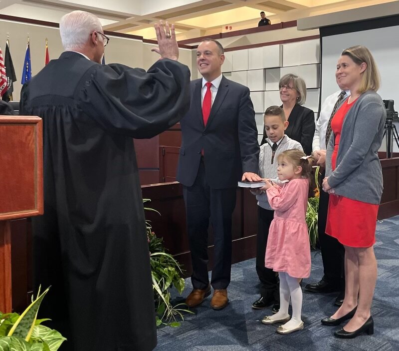 New Supervisor Dan Panico was sworn in alongside his wife Deanna Panico, son Grant and daughter Brooke.